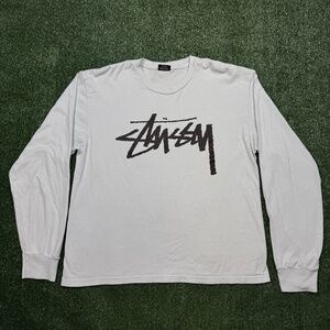 Stussy Graphic T Shirt Men's Size L Blue Long Sleeve Streetwear Casual Tee